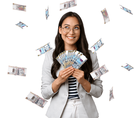 Ganadores felices con dinero